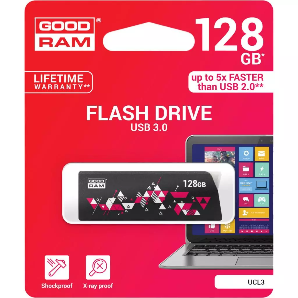 USB флеш накопитель Goodram 128GB UCL3 Click Black USB 3.0 (UCL3-1280K0R11) - 3 USB флеш накопитель Goodram 128GB UCL3 Click Black USB 3.0 (UCL3-1280K0R11) - 3