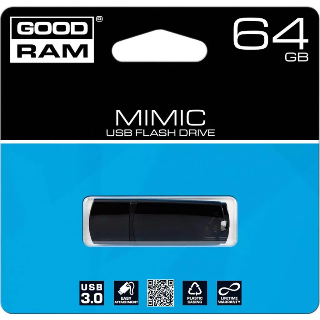 USB флеш накопитель Goodram 64GB UMM3 Mimic Black USB 3.0 (UMM3-0640K0R11) - 3 USB флеш накопитель Goodram 64GB UMM3 Mimic Black USB 3.0 (UMM3-0640K0R11) - 3