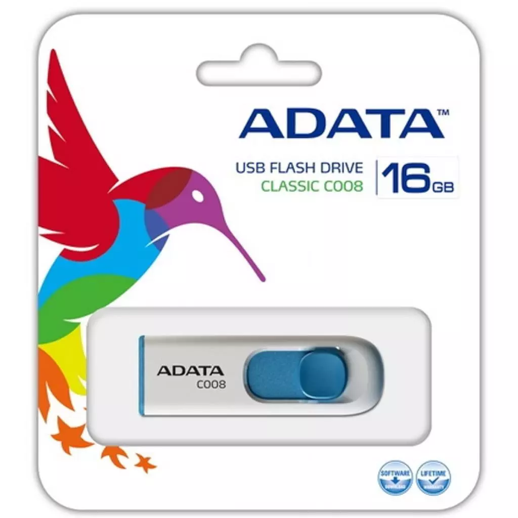 USB флеш накопитель ADATA 16GB C008 White USB 2.0 (AC008-16G-RWE) - 4 USB флеш накопитель ADATA 16GB C008 White USB 2.0 (AC008-16G-RWE) - 4