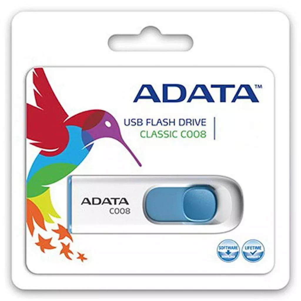 USB флеш накопитель ADATA 32GB C008 White USB 2.0 (AC008-32G-RWE) - 4