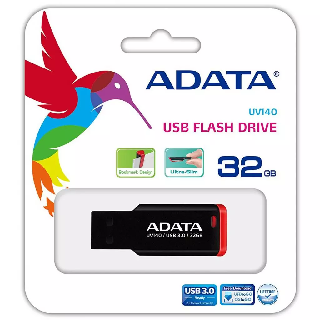 USB флеш накопитель ADATA 32GB UV140 Black+Red USB 3.0 (AUV140-32G-RKD) - 4