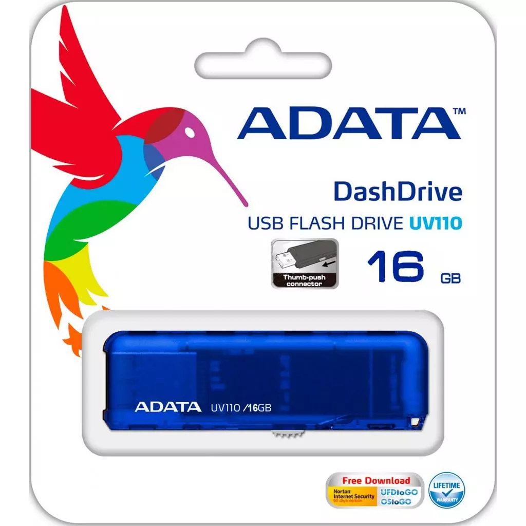 USB флеш накопитель ADATA 16GB UV110 Blue USB 2.0 (AUV110-16G-RBL) - 5 USB флеш накопитель ADATA 16GB UV110 Blue USB 2.0 (AUV110-16G-RBL) - 5