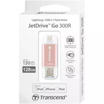 USB флеш накопитель Transcend 128GB JetDrive Go 300 Rose Gold USB 3.1/Lightning (TS128GJDG300R) - 5