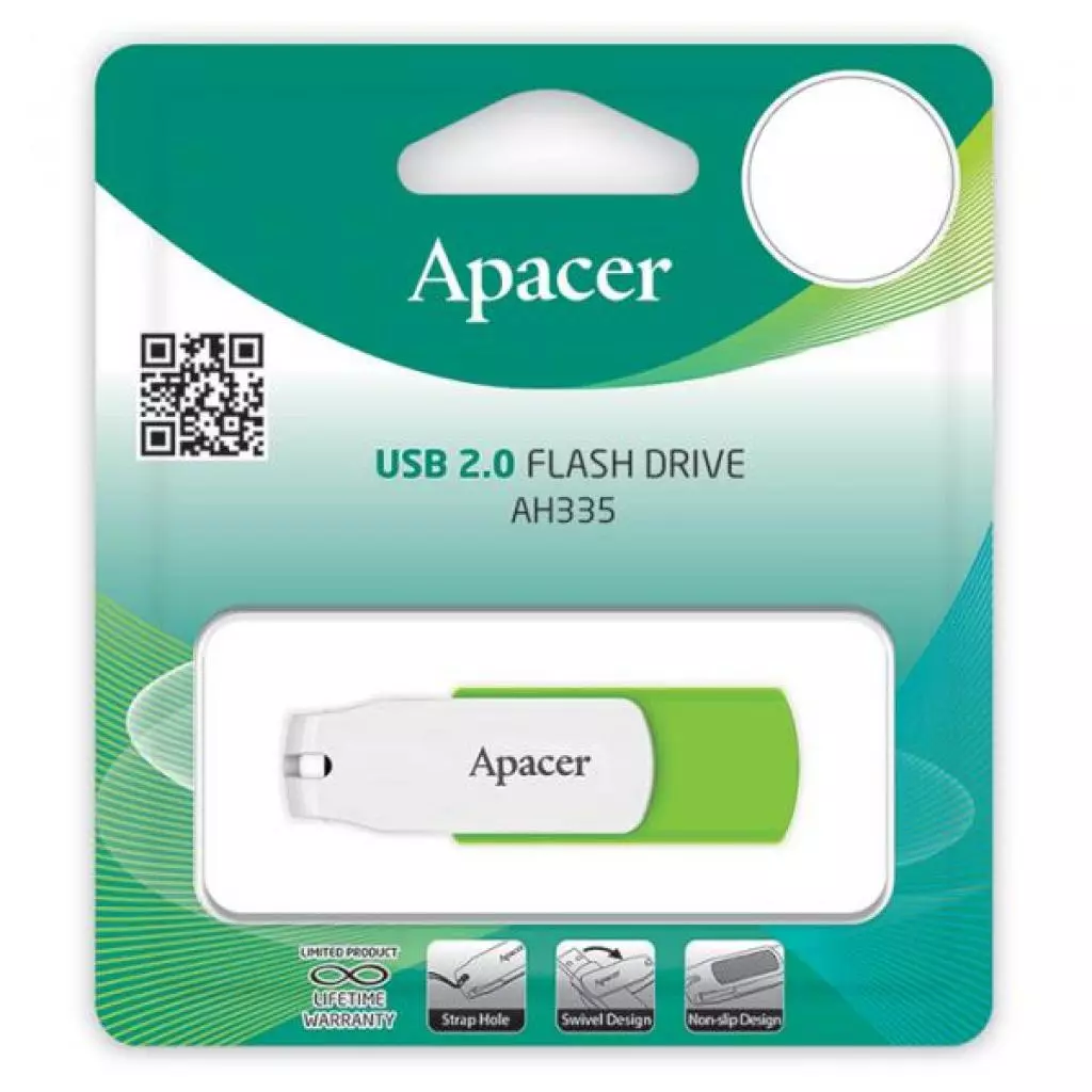 USB флеш накопитель Apacer 16GB AH335 Green/White USB 2.0 (AP16GAH335G-1) - 2 USB флеш накопитель Apacer 16GB AH335 Green/White USB 2.0 (AP16GAH335G-1) - 2