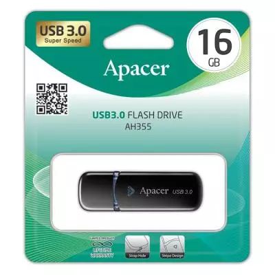 USB флеш накопитель Apacer 16GB AH355 Black USB 3.0 (AP16GAH355B-1) - 3 USB флеш накопитель Apacer 16GB AH355 Black USB 3.0 (AP16GAH355B-1) - 3