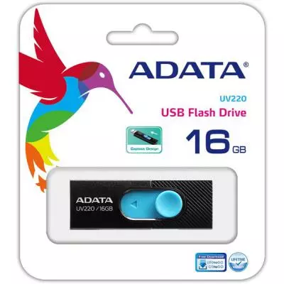 USB флеш накопитель ADATA 16GB UV220 Black/Blue USB 2.0 (AUV220-16G-RBKBL) - 2 USB флеш накопитель ADATA 16GB UV220 Black/Blue USB 2.0 (AUV220-16G-RBKBL) - 2