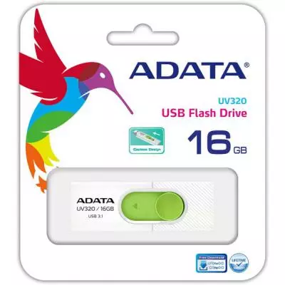 USB флеш накопитель ADATA 16GB UV320 White/Green USB 3.1 (AUV320-16G-RWHGN) - 3