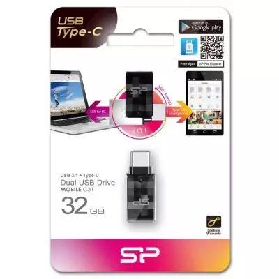 USB флеш накопитель Silicon Power 32GB Mobile C31 USB 3.1 / USB Type-C (SP032GBUC3C31V1K) - 3