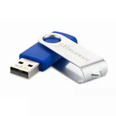 USB флеш накопитель eXceleram 16GB P1 Series Silver/Blue USB 2.0 (EXP1U2SIBL16) - 1