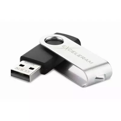 USB флеш накопитель eXceleram 16GB P1 Series Silver/Black USB 2.0 (EXP1U2SIB16) - 1