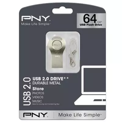 USB флеш накопитель PNY flash 64GB Attache i Durable Metal Silver USB 2.0 (FDI64GATTI-EF) - 2