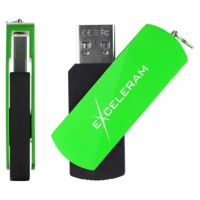 USB флеш накопитель eXceleram 16GB P2 Series Green/Black USB 2.0 (EXP2U2GRB16) - 3 USB флеш накопитель eXceleram 16GB P2 Series Green/Black USB 2.0 (EXP2U2GRB16) - 3