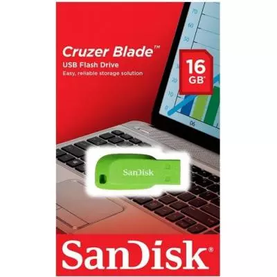 USB флеш накопитель SanDisk 16GB Cruzer Blade Green USB 2.0 (SDCZ50C-016G-B35GE) - 1