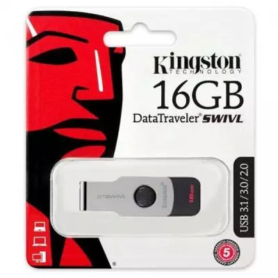 USB флеш накопитель Kingston 16GB DT SWIVL Metal USB 3.0 (DTSWIVL/16GB) - 2