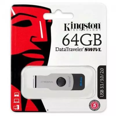 USB флеш накопитель Kingston 64GB DT SWIVL Metal USB 3.0 (DTSWIVL/64GB) - 2 USB флеш накопитель Kingston 64GB DT SWIVL Metal USB 3.0 (DTSWIVL/64GB) - 2