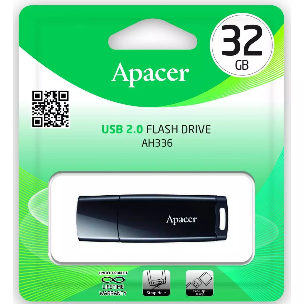 USB флеш накопитель Apacer 32GB AH336 Black USB 2.0 (AP32GAH336B-1) - 4 USB флеш накопитель Apacer 32GB AH336 Black USB 2.0 (AP32GAH336B-1) - 4