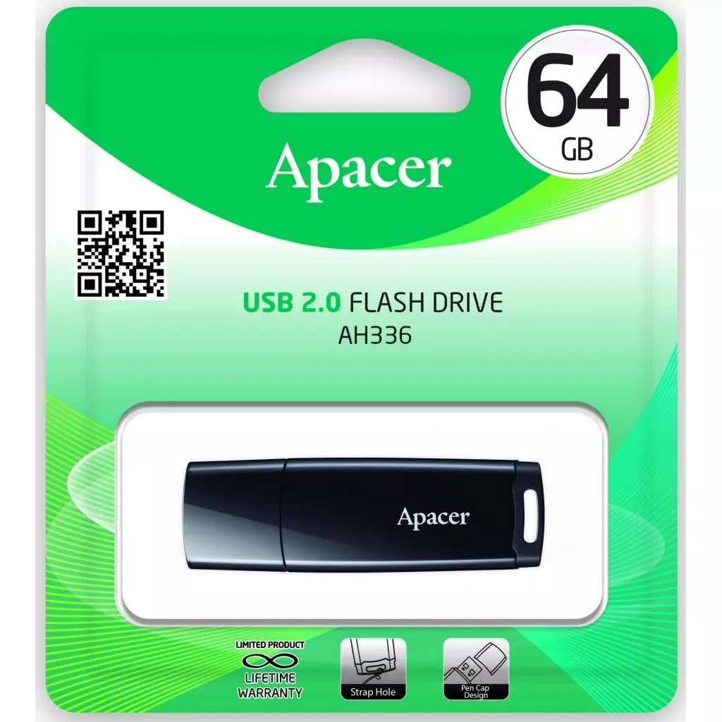 USB флеш накопитель Apacer 64GB AH336 Black USB 2.0 (AP64GAH336B-1) - 4 USB флеш накопитель Apacer 64GB AH336 Black USB 2.0 (AP64GAH336B-1) - 4