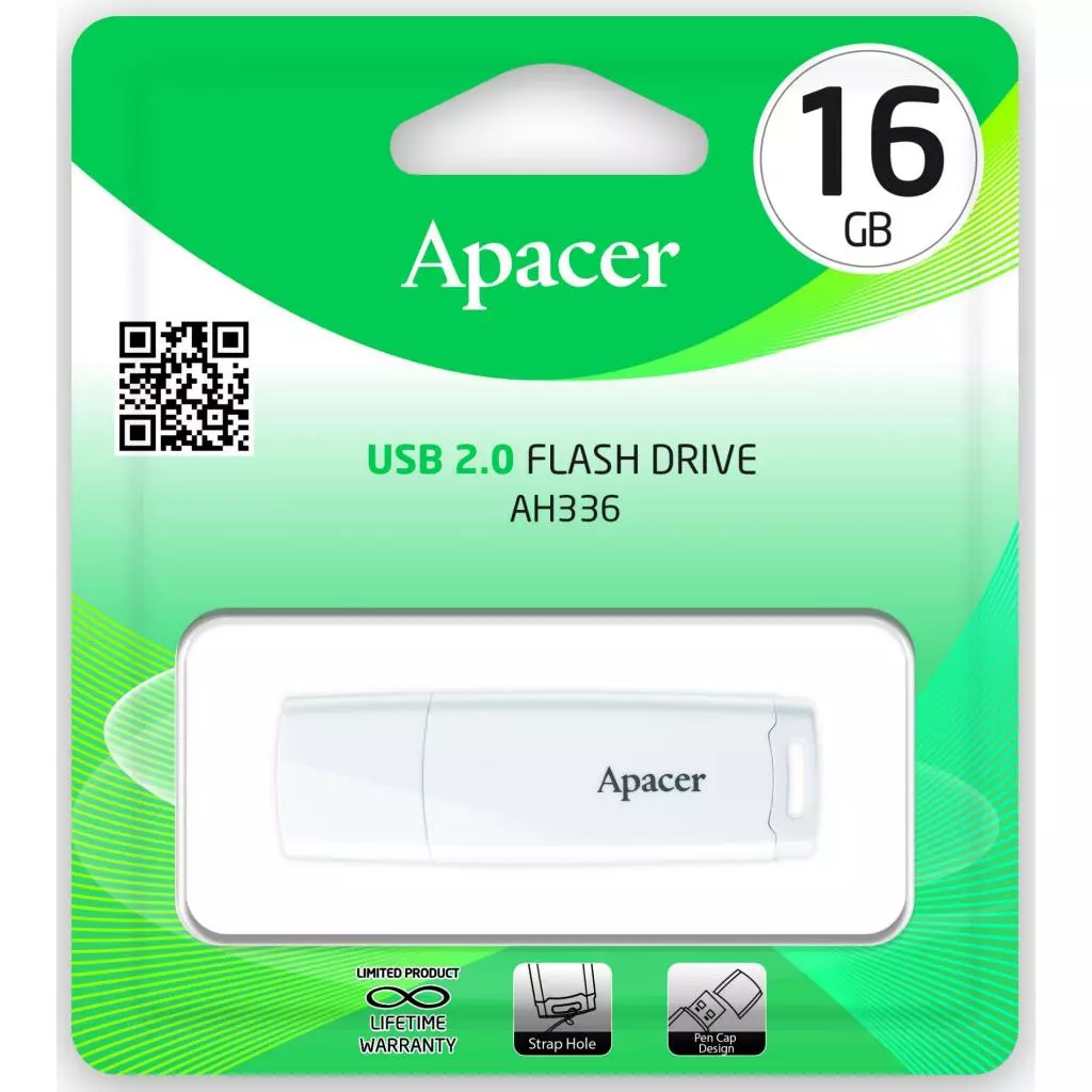 USB флеш накопитель Apacer 16GB AH336 White USB 2.0 (AP16GAH336W-1) - 3 USB флеш накопитель Apacer 16GB AH336 White USB 2.0 (AP16GAH336W-1) - 3