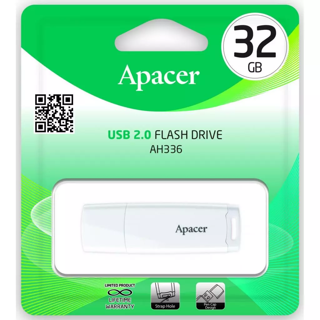USB флеш накопитель Apacer 32GB AH336 White USB 2.0 (AP32GAH336W-1) - 3 USB флеш накопитель Apacer 32GB AH336 White USB 2.0 (AP32GAH336W-1) - 3