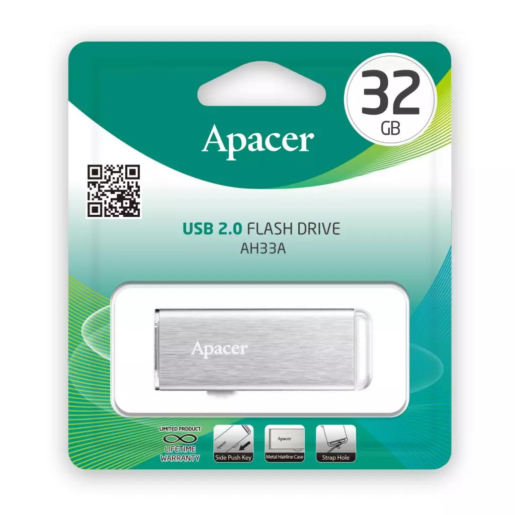 USB флеш накопитель Apacer 32GB AH33A Silver USB 2.0 (AP32GAH33AS-1) - 3