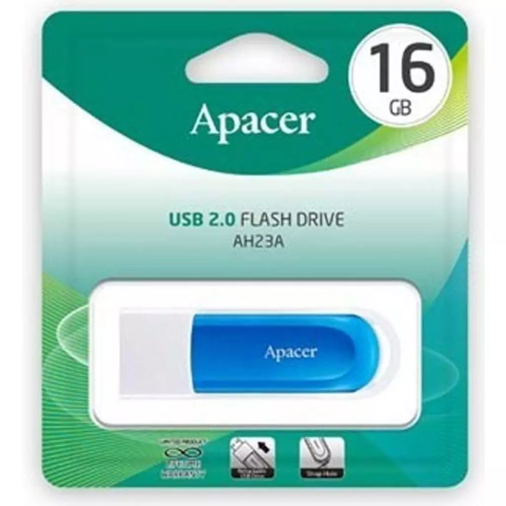 USB флеш накопитель Apacer 16GB AH23A White USB 2.0 (AP16GAH23AW-1) - 5