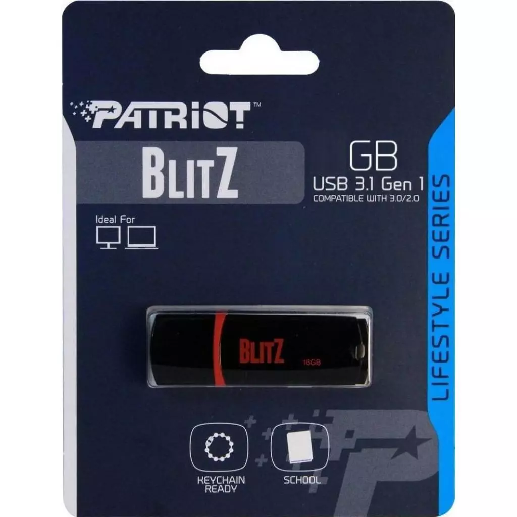 USB флеш накопитель Patriot 8GB Blitz Black USB 3.1 (PSF8GBLZ3BUSB) - 2 USB флеш накопитель Patriot 8GB Blitz Black USB 3.1 (PSF8GBLZ3BUSB) - 2