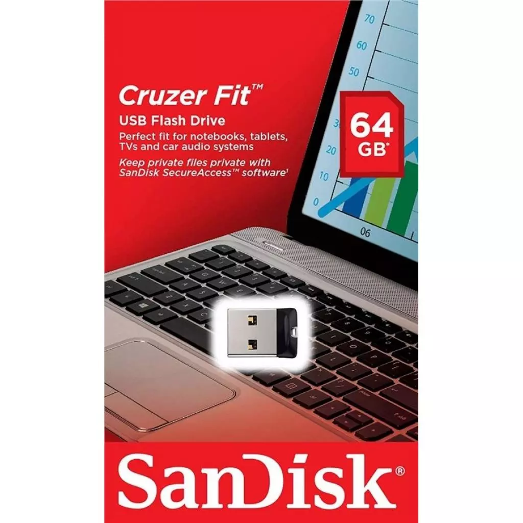 USB флеш накопитель SanDisk 64GB Cruzer Fit USB 2.0 (SDCZ33-064G-G35) - 3 USB флеш накопитель SanDisk 64GB Cruzer Fit USB 2.0 (SDCZ33-064G-G35) - 3