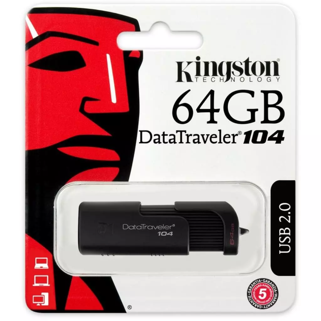 USB флеш накопитель Kingston 64GB DataTraveller 104 USB 2.0 (DT104/64GB) - 5 USB флеш накопитель Kingston 64GB DataTraveller 104 USB 2.0 (DT104/64GB) - 5