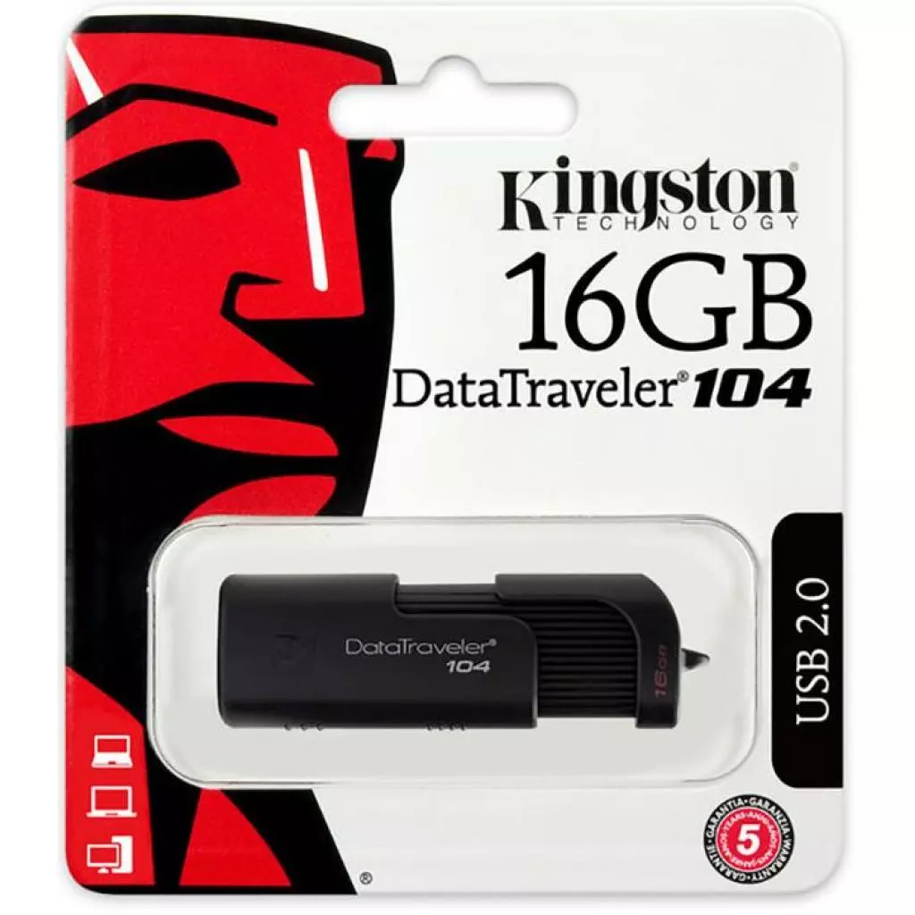 USB флеш накопитель Kingston 16GB DataTraveller 104 Black USB 2.0 (DT104/16GB) - 5 USB флеш накопитель Kingston 16GB DataTraveller 104 Black USB 2.0 (DT104/16GB) - 5
