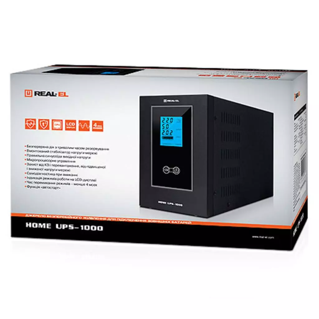 Источник бесперебойного питания REAL-EL HOME UPS-1000 (EL122100002) - 2