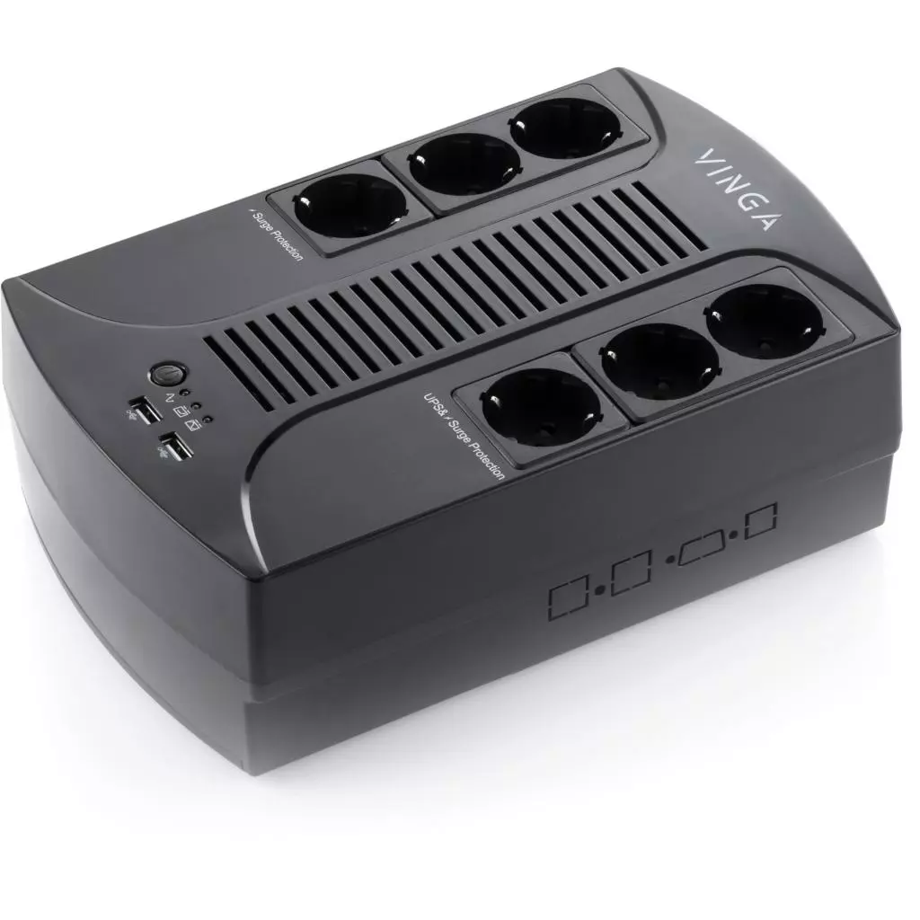 Источник бесперебойного питания Vinga 600VA-PU, 2USB*5V /1A (VPP-600U) - 1