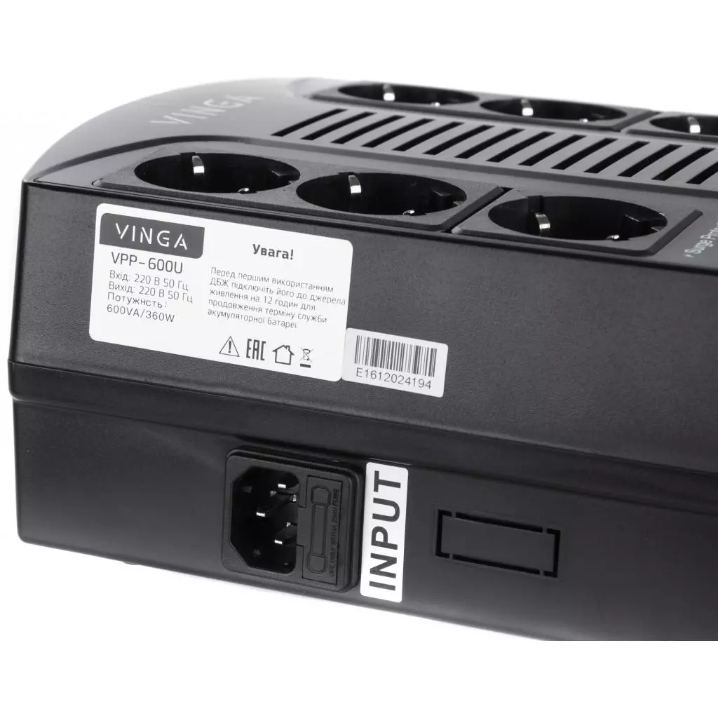 Источник бесперебойного питания Vinga 600VA-PU, 2USB*5V /1A (VPP-600U) - 4