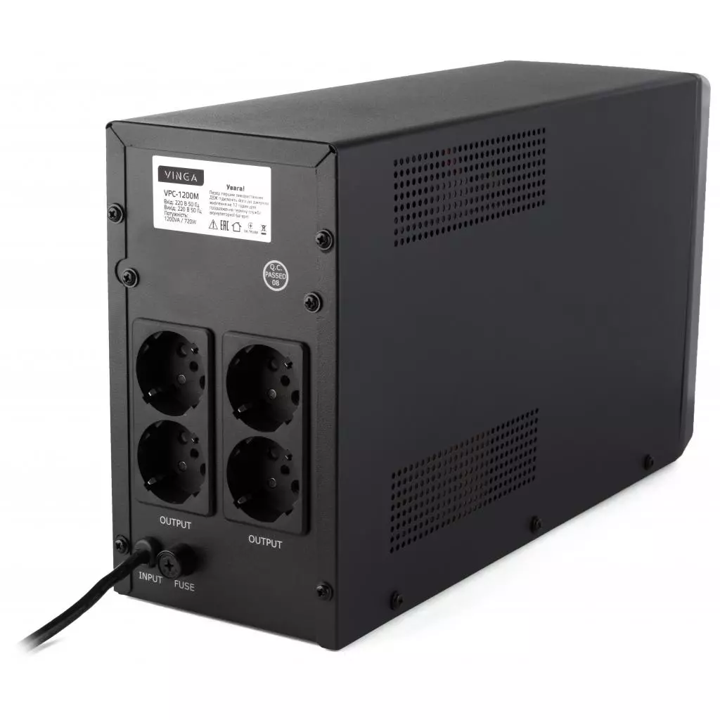 Источник бесперебойного питания Vinga LCD 1200VA metal case (VPC-1200M) - 9 Источник бесперебойного питания Vinga LCD 1200VA metal case (VPC-1200M) - 9
