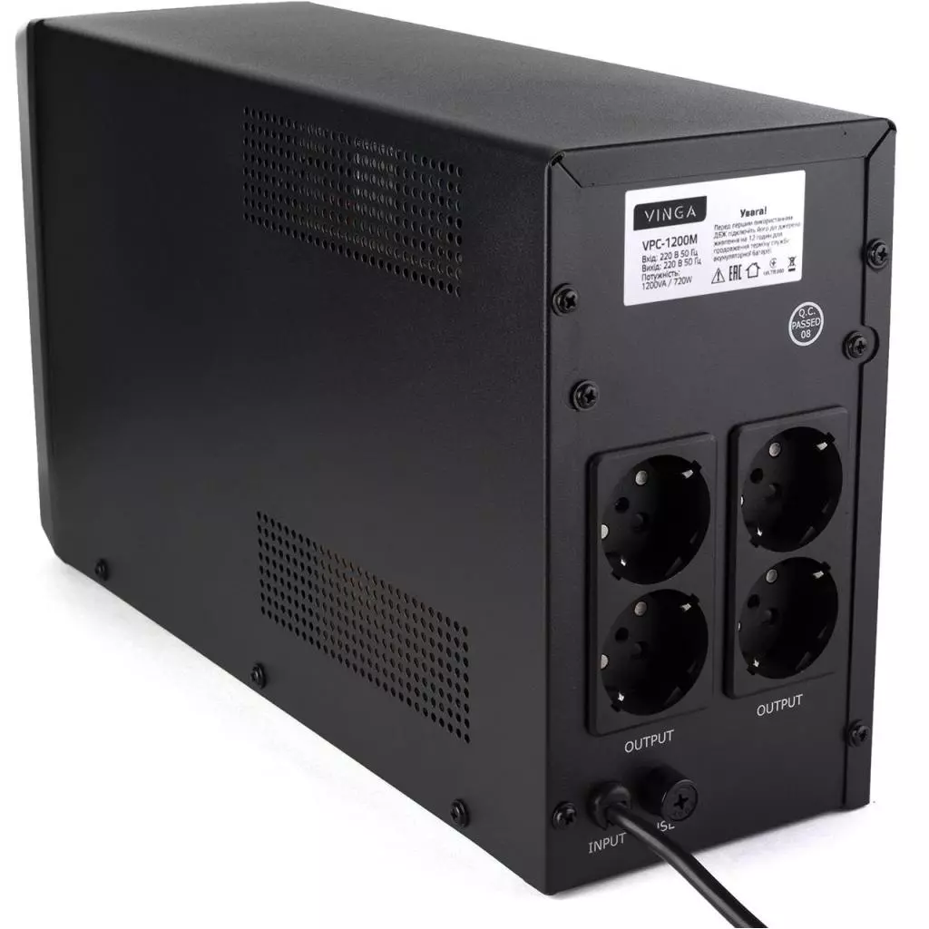 Источник бесперебойного питания Vinga LCD 1200VA metal case (VPC-1200M) - 10 Источник бесперебойного питания Vinga LCD 1200VA metal case (VPC-1200M) - 10