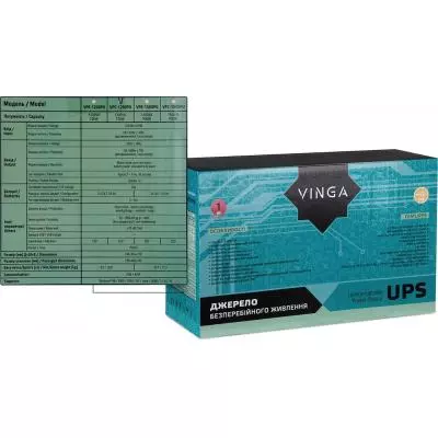 Источник бесперебойного питания Vinga LCD 1200VA plastic case with USB (VPC-1200PU) - 3 Источник бесперебойного питания Vinga LCD 1200VA plastic case with USB (VPC-1200PU) - 3