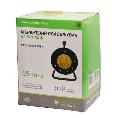Сетевой удлинитель PowerPlant на катушке 15 м, 4 розетки (JY-2002/15) (PPRA10M150S4) - 3 Сетевой удлинитель PowerPlant на катушке 15 м, 4 розетки (JY-2002/15) (PPRA10M150S4) - 3