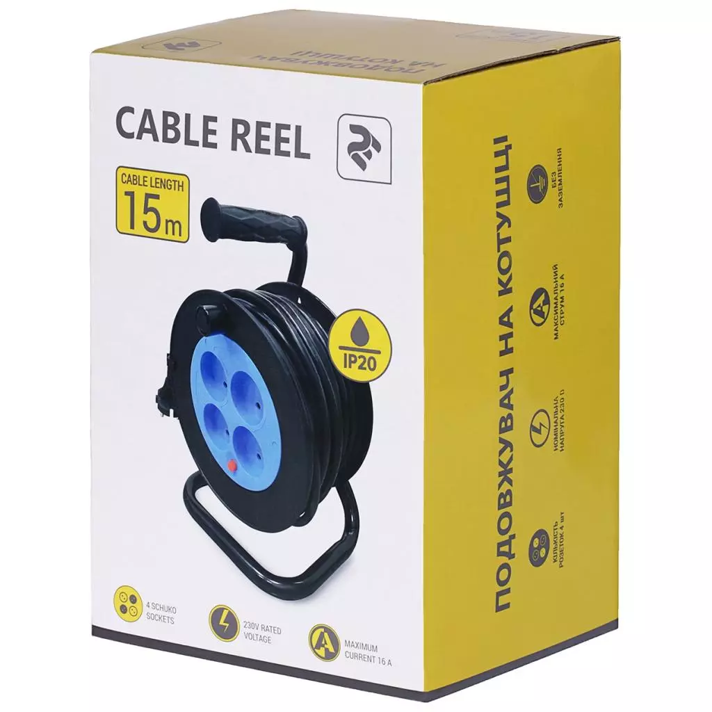 Сетевой удлинитель 2E катушка 4 роз., 15 м (2E-U04RP15M) - 3 Сетевой удлинитель 2E катушка 4 роз., 15 м (2E-U04RP15M) - 3