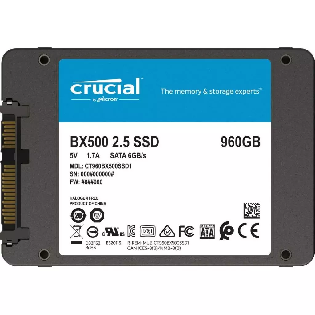 Накопитель SSD 2.5" 960GB Micron (CT960BX500SSD1) - 3 Накопитель SSD 2.5" 960GB Micron (CT960BX500SSD1) - 3