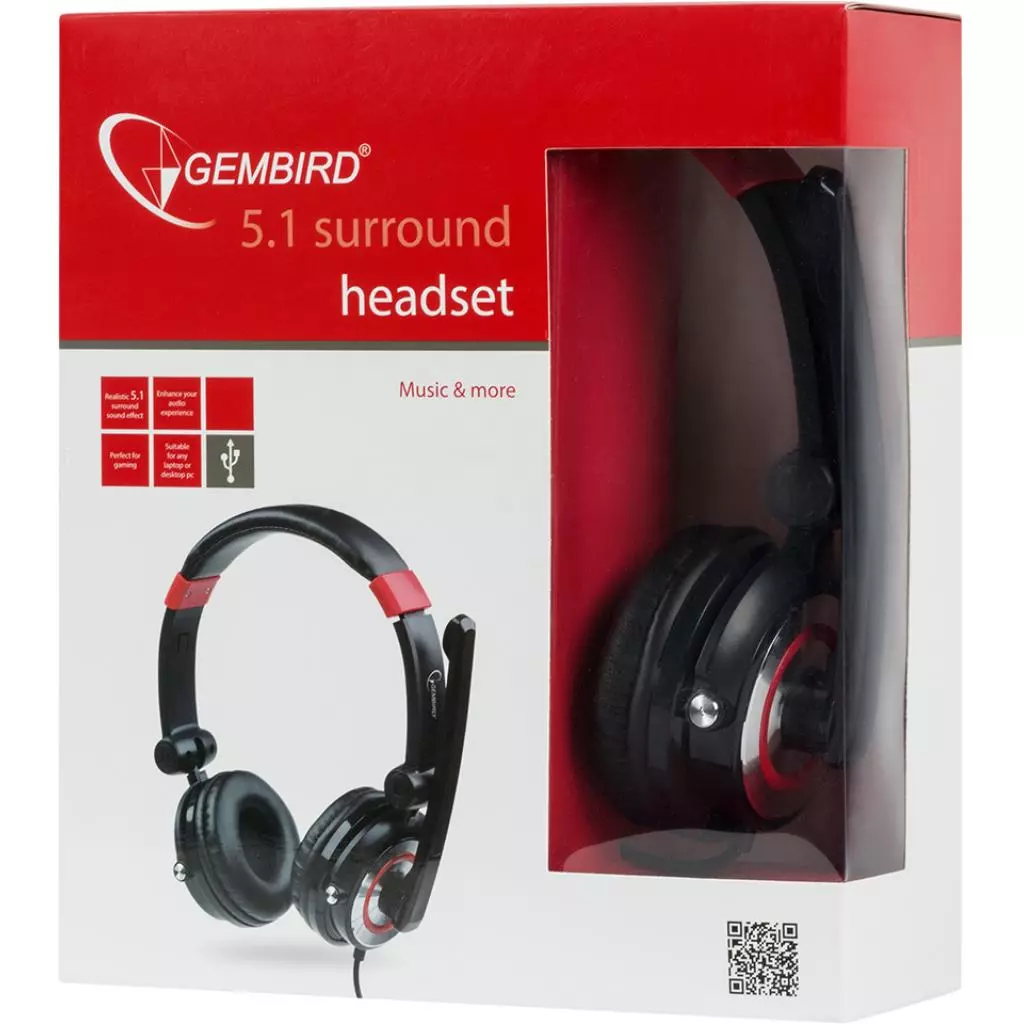 Наушники Gembird MHS-5.1-001 USB (MHS-5.1-001) - 6 Наушники Gembird MHS-5.1-001 USB (MHS-5.1-001) - 6