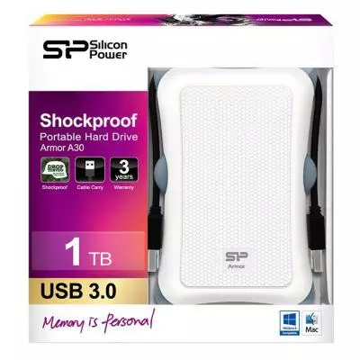 Внешний жесткий диск 2.5" 1TB Silicon Power (SP010TBPHDA30S3W) - 2