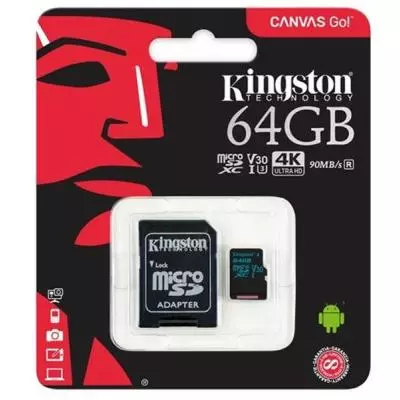Карта памяти Kingston 64GB microSDXC class 10 UHS-I U3 Canvas Go (SDCG2/64GB) - 2