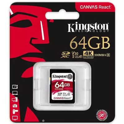 Карта памяти Kingston 64GB SDXC class 10 UHS-1 U3 (SDR/64GB) - 2 Карта памяти Kingston 64GB SDXC class 10 UHS-1 U3 (SDR/64GB) - 2
