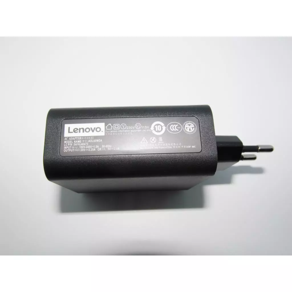 Блок питания к ноутбуку Lenovo 65W 20V, 3.25A / 5V, 2A разъем bevel USB (косой) wall mount (ADL65WDA / A40248) - 2 Блок питания к ноутбуку Lenovo 65W 20V, 3.25A / 5V, 2A разъем bevel USB (косой) wall mount (ADL65WDA / A40248) - 2