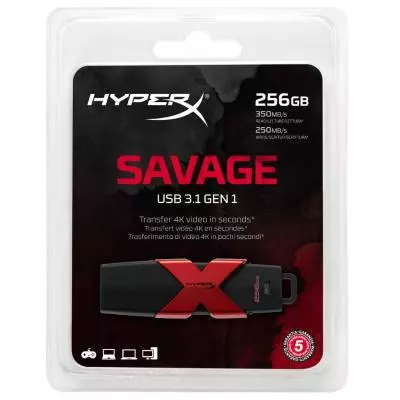 USB флеш накопитель Kingston 256GB HyperX Savage USB 3.1 (HXS3/256GB) - 4