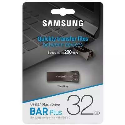 USB флеш накопитель Samsung 32GB Bar Plus Black USB 3.1 (MUF-32BE4/APC) - 6