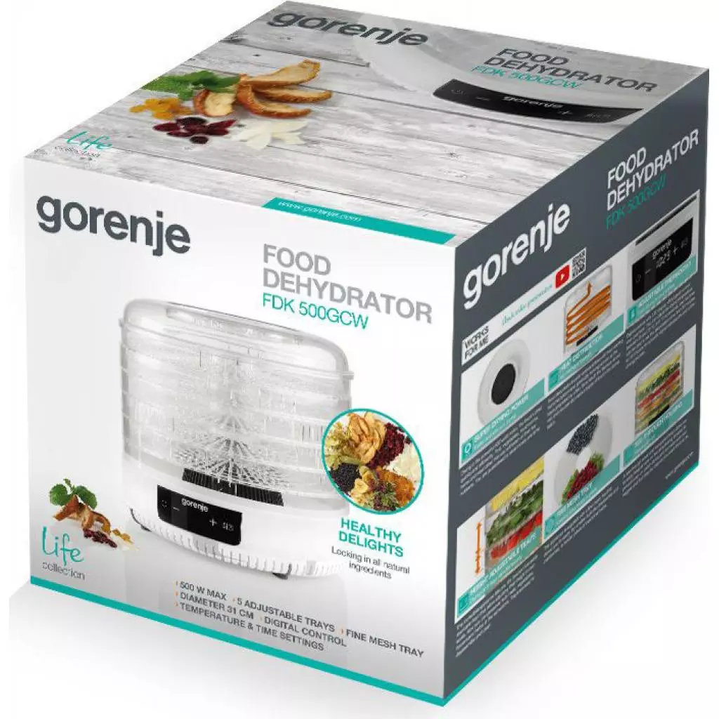 Сушка для овощей и фруктов Gorenje FDK 500 GCW (FDK500GCW) - 2 Сушка для овощей и фруктов Gorenje FDK 500 GCW (FDK500GCW) - 2