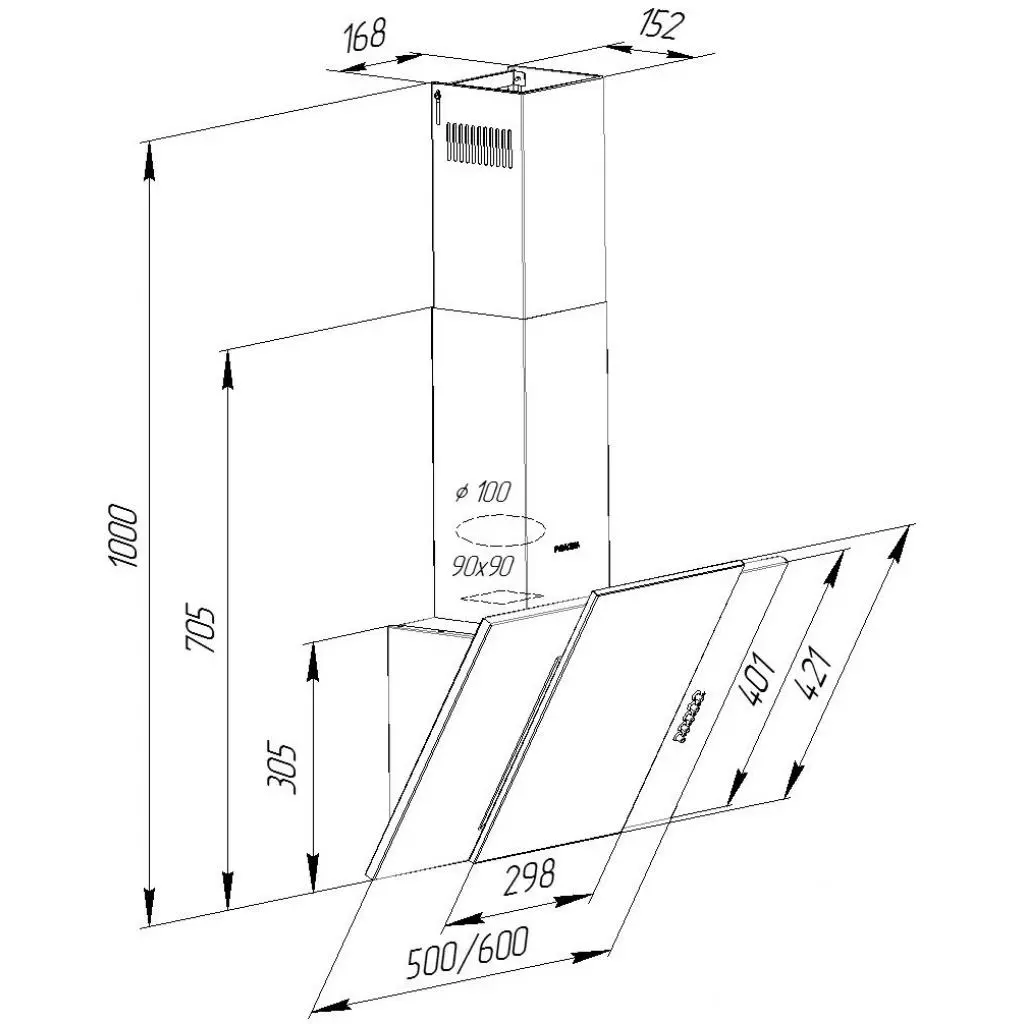 Вытяжка кухонная Pyramida KZ 50 WH - 7 Вытяжка кухонная Pyramida KZ 50 WH - 7