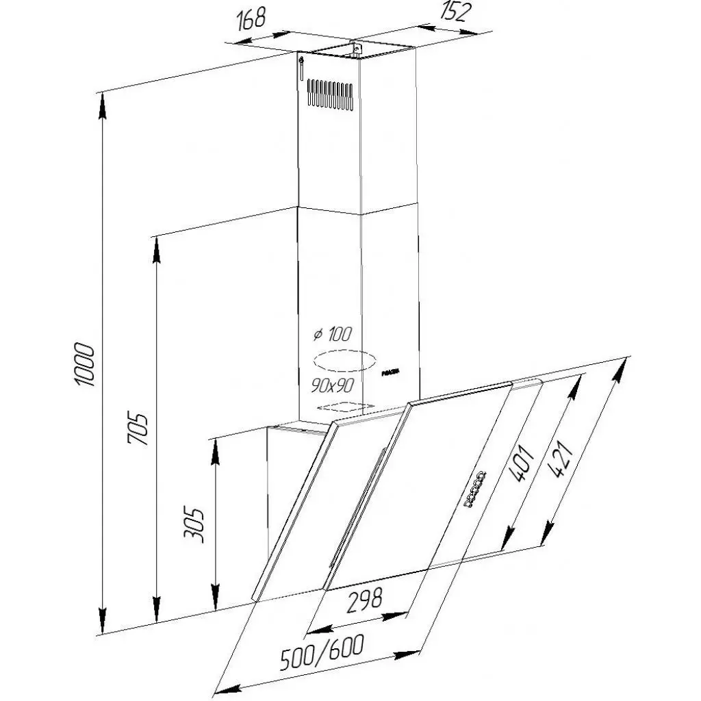 Вытяжка кухонная Pyramida KZ 60 BL - 9 Вытяжка кухонная Pyramida KZ 60 BL - 9