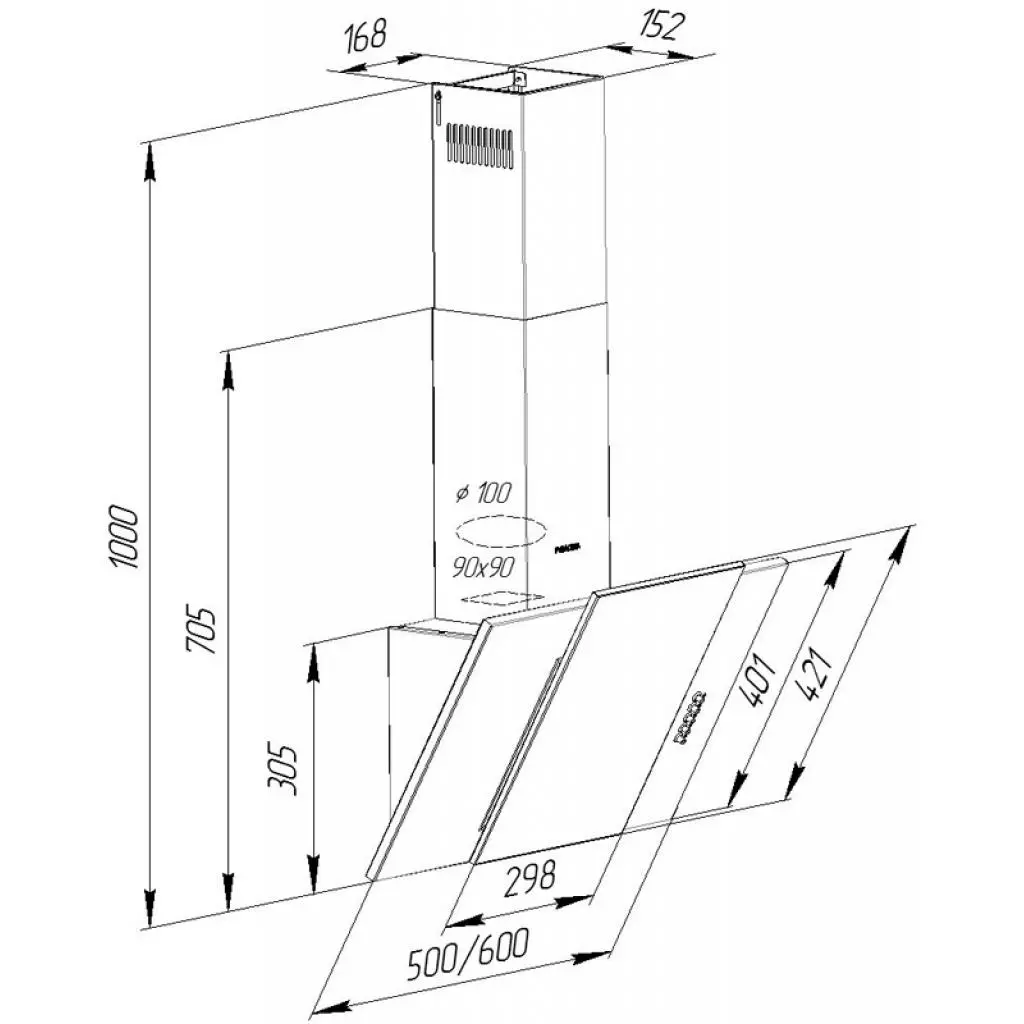 Вытяжка кухонная Pyramida KZ 60 WH - 9 Вытяжка кухонная Pyramida KZ 60 WH - 9