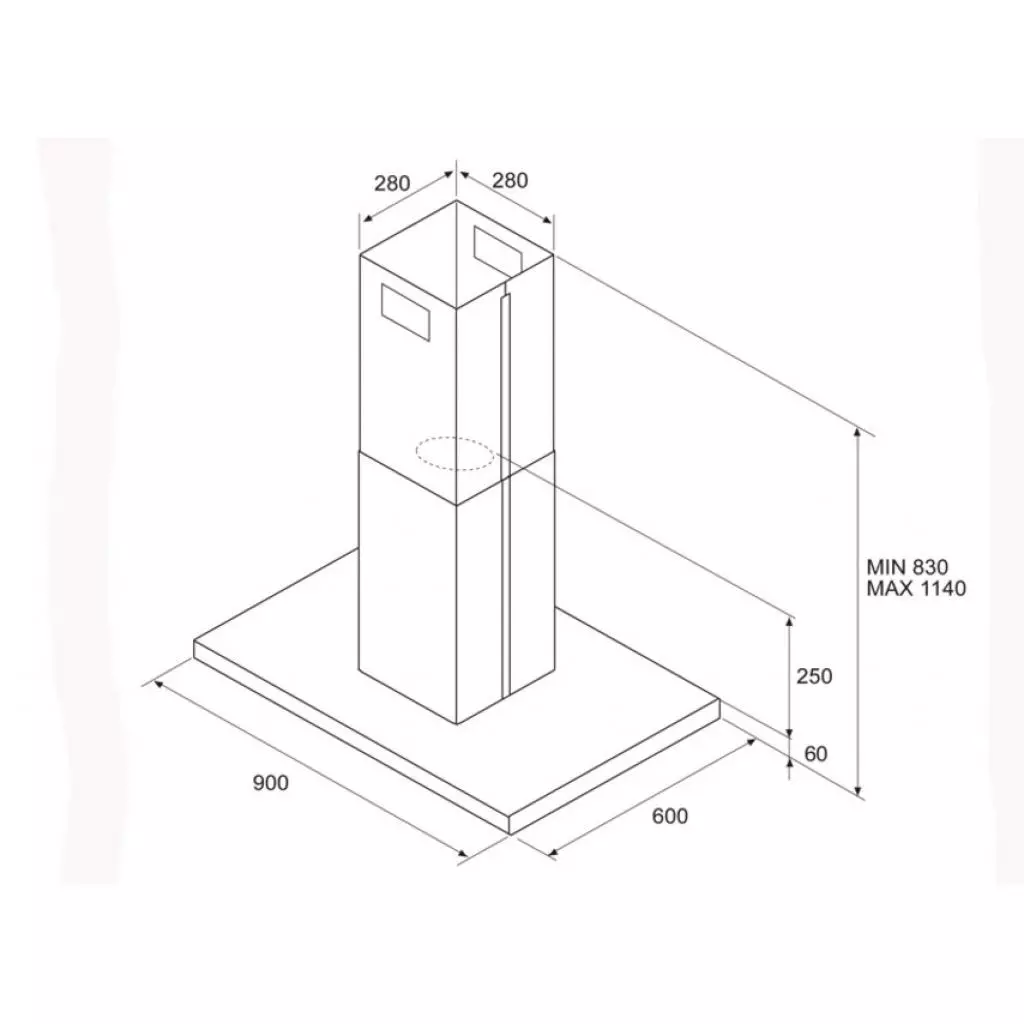 Вытяжка кухонная Elica SPOT PLUS ISLAND IX/A/60x90 - 1